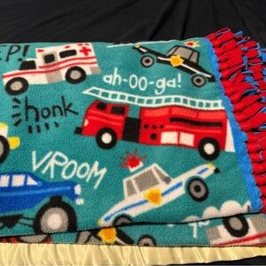 Boys Custom One of A Kind Trucks Blanket. Firetrucks police and more